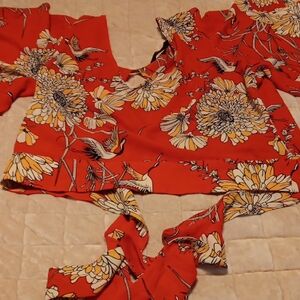 Floral Red Women's Top